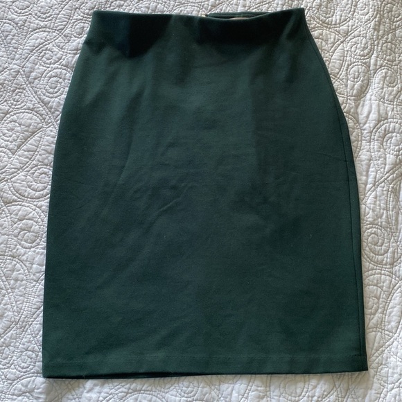 Philosophy Skirt Green Knee Length Stretch Pencil Gold Zipped Closure - Picture 2 of 10